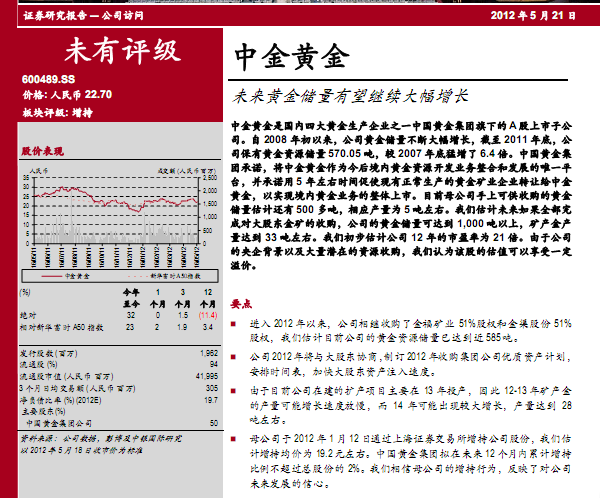 中金黃金-600489-未來黃金儲量有望繼續大幅增長
